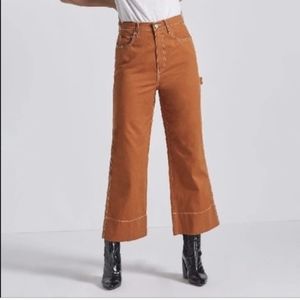 Current Elliot Kara High Rise Wide Leg Cropped Cargo Carpenter Pants 29 Rust